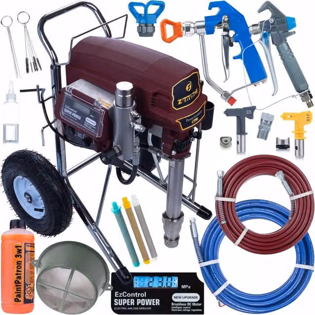 Pistola per verniciatura airless Zenthril Boa X con set di pulizia, ideale per smalto, vernice e lacca, 3500W, 20MPa, 6L/min – 1