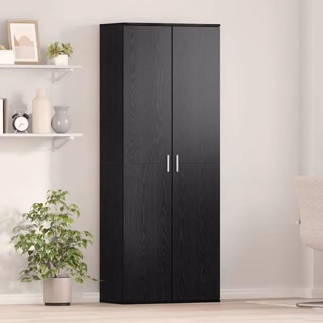 Credenza-Buffet-Armadio da cucina Rovere Nero 70 x 33.5 x 180 cm Legno multistrato