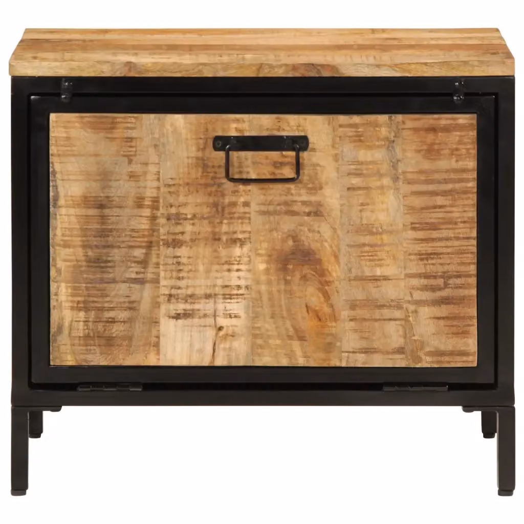 Scarpiera a parete vidaXL in legno di mango e metallo stile industriale, marrone, L: 60 cm, P: 35 cm, H: 53 cm – 2