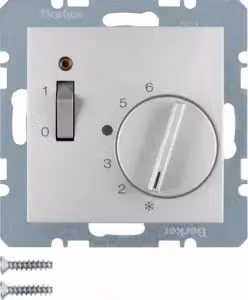 Berker 20301404 Termostato con contatto di apertura, elemento centrale, interruttore a bilanciere e LED in alluminio opaco Berker
