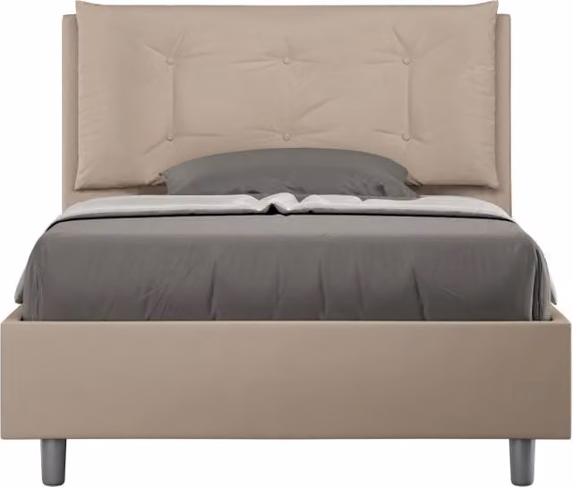 Letto 1 Piazza E Mezzo 120x210 cm Senza Rete Imbottito in Similpelle Annalisa Large Tortora