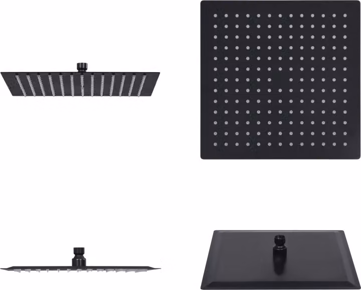 vidaXL Soffione doccia a pioggia in acciaio inox 25x25 cm quadrato nero - Soffione doccia - Soffione doccia a pioggia - Soffioni doccia a pioggia