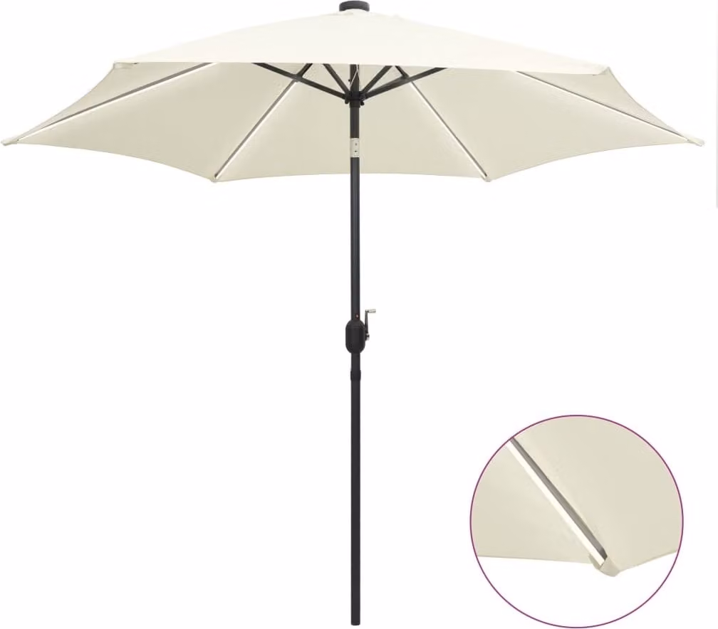 Maison Exclusive - Ombrellone con illuminazione a LED e palo in alluminio, altezza 300 cm, colore sabbia