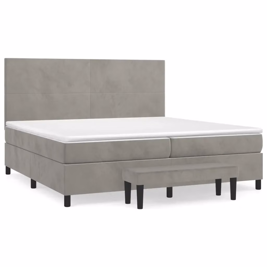 Letto Ibrido con Giroletto a Molle e Materasso vidaXL in Velluto Grigio Chiaro L/P/H: 200 x 200 x 128 cm – 2