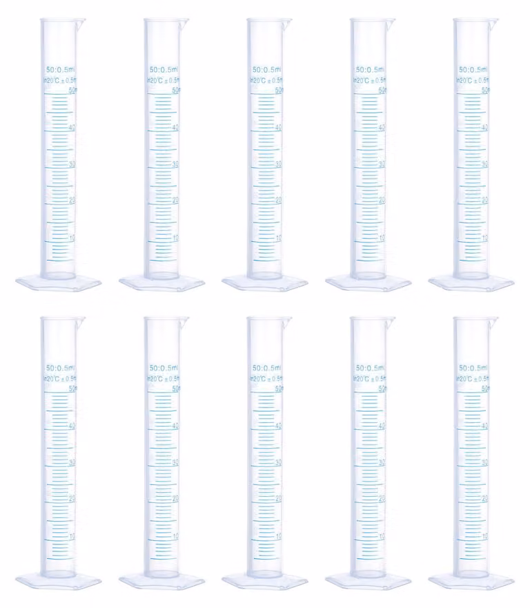 QUARKZMAN - Cilindro graduato in plastica, capacità 50 ml, per uso in laboratorio e domestico
