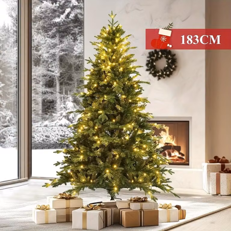 Albero di Natale artificiale - Albero di Natale finto - Albero decorativo - Albero di Natale, altezza 183 cm, colore verde - 950 rami in PE e PVC