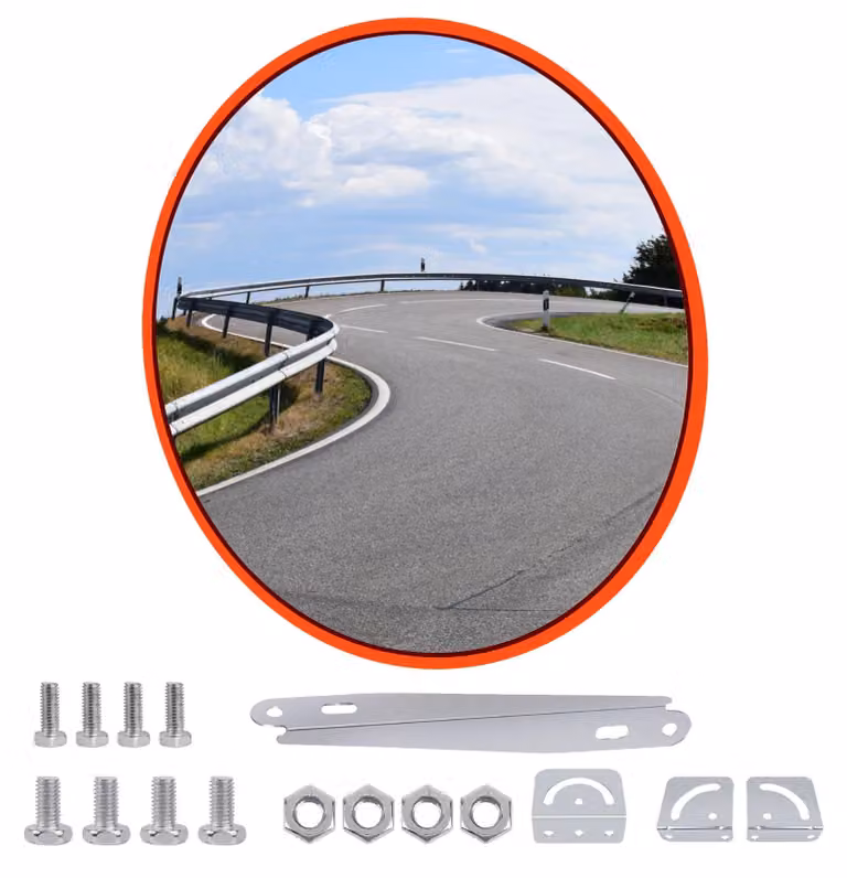 Specchio per traffico da 30 cm - Specchio di sicurezza convesso - Ampio angolo di visione - Supporto regolabile - Per eliminare i punti ciechi - Ideale per parcheggi interni/esterni