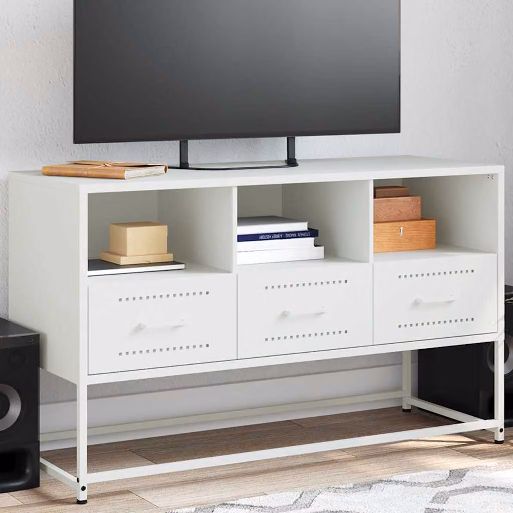 Mobile TV vidaXL in acciaio bianco L/P/H: 100,5 x 39 x 60,5 cm