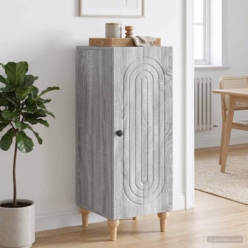 Credenza vidaXL in legno ingegnerizzato MDF Grigio, stile minimalista, L/P/H: 33 x 34,5 x 90 cm