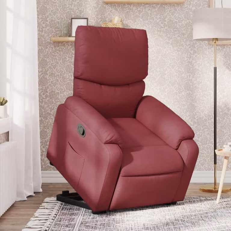 vidaXL Poltrona Alzapersona Reclinabile con Assistenza Elettrica in Tessuto Rosso