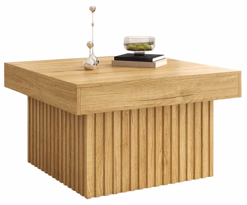 Tavolino da caffè - 79 x 79 x 46 cm - Piano in pannello truciolato - Struttura in MDF - Cornice in legno - Design moderno - Colore: naturale/MDF/pannello truciolato - 1