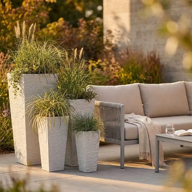Set di 4 vasi da Giardino in Fibra di argilla cm 42x42x88 - MAXIMILIAN