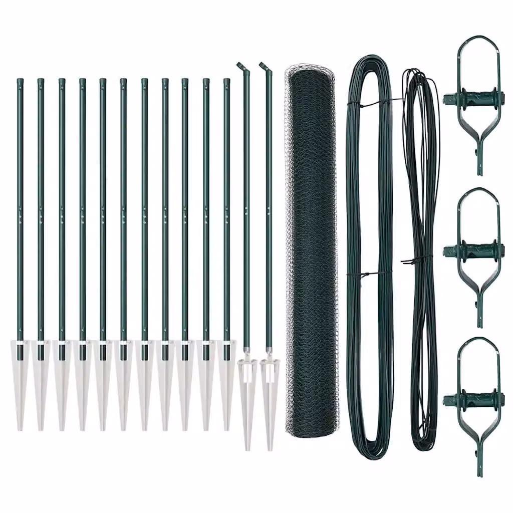 Recinzione esagonale Videx in acciaio rivestito in PVC verde con palo rotondo da interramento L/P/H: 25 x 1 x 0,45 m – 2