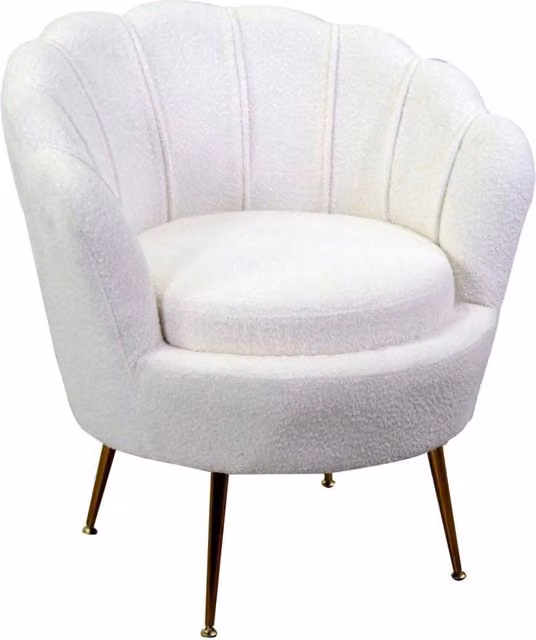 Poltrona tessuto boucle Tulipan crema cm 73x72h49/77