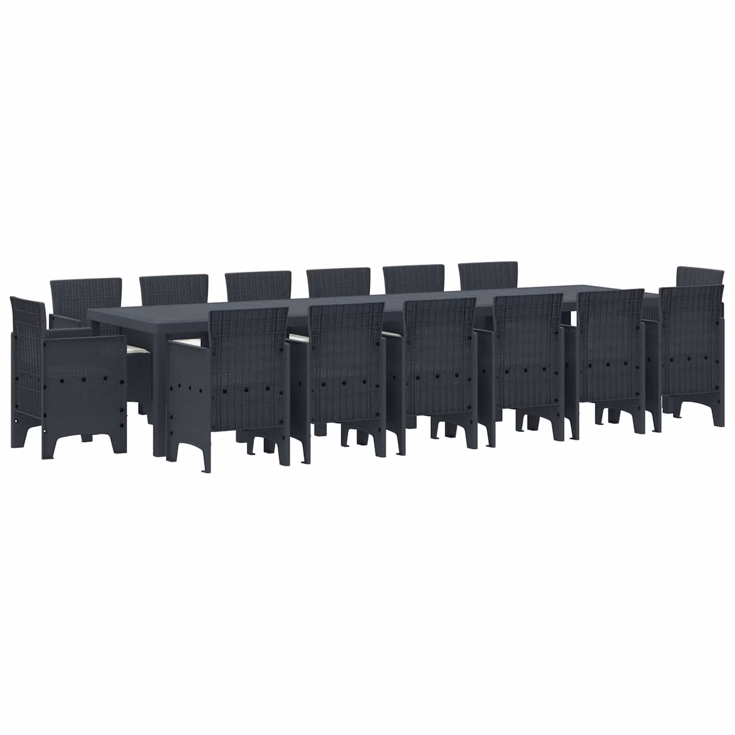 Set da pranzo per giardino vidaXL in rattan antracite, 15 pezzi – 1