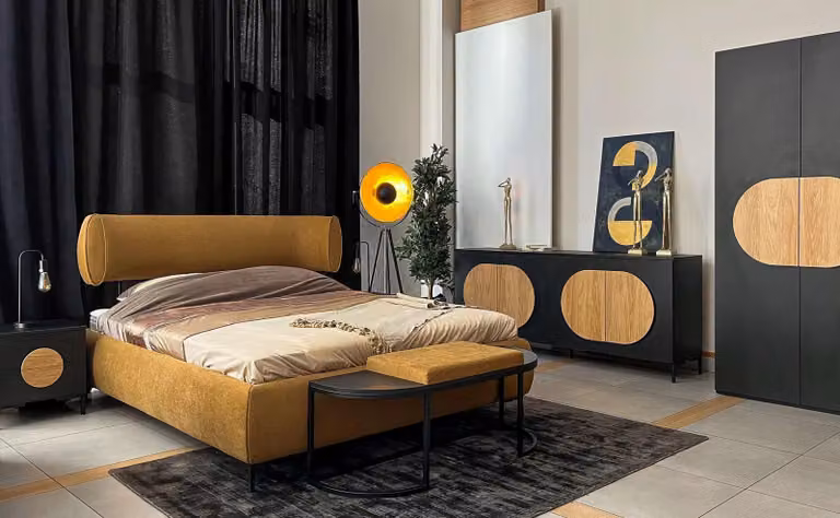 Bett Gelb Schön Design Modern Schlafzimmer Doppel Betten Elegantes Möbel