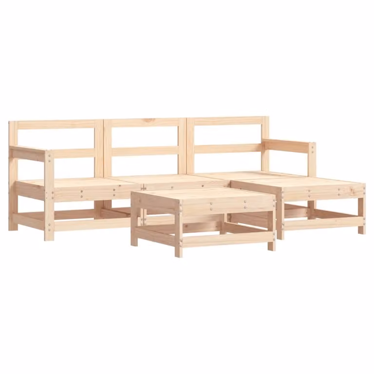 Set Salotto da Giardino 5 pz in Legno Massello di Pino