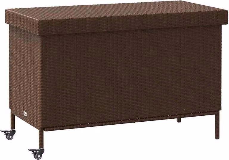 Contenitore da Giardino con Ruote Marrone Polyrattan