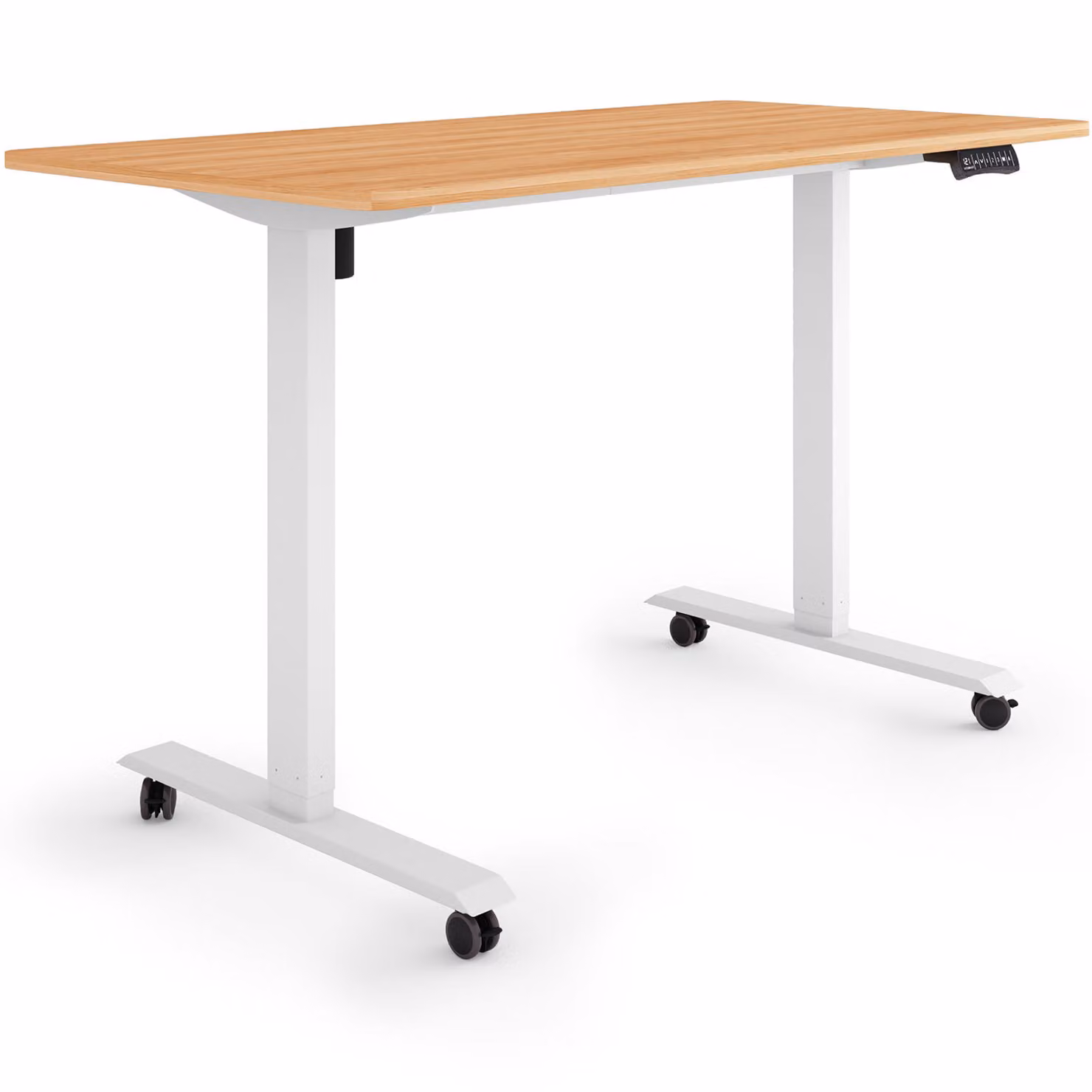 ESMART Germany ETX-121WM 140 x 70 cm Decorazione acero Scrivania ergonomica in piedi/seduta su rotelle Regolabile elettricamente in altezza in modo continuo 78,5 - 128,5 cm 3x memoria Promemoria attività Avvio/arresto graduale