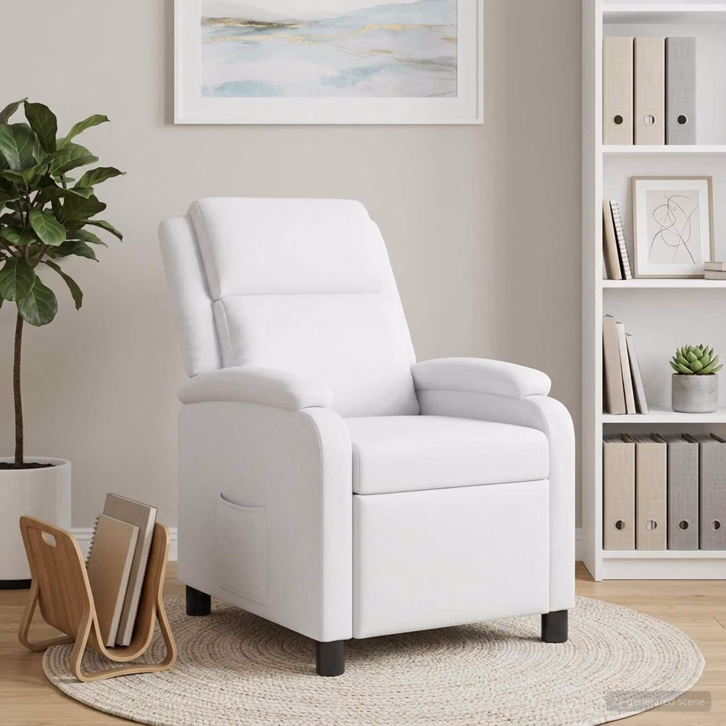 Poltrona reclinabile relax moderna vidaXL in tessuto bianco con braccioli