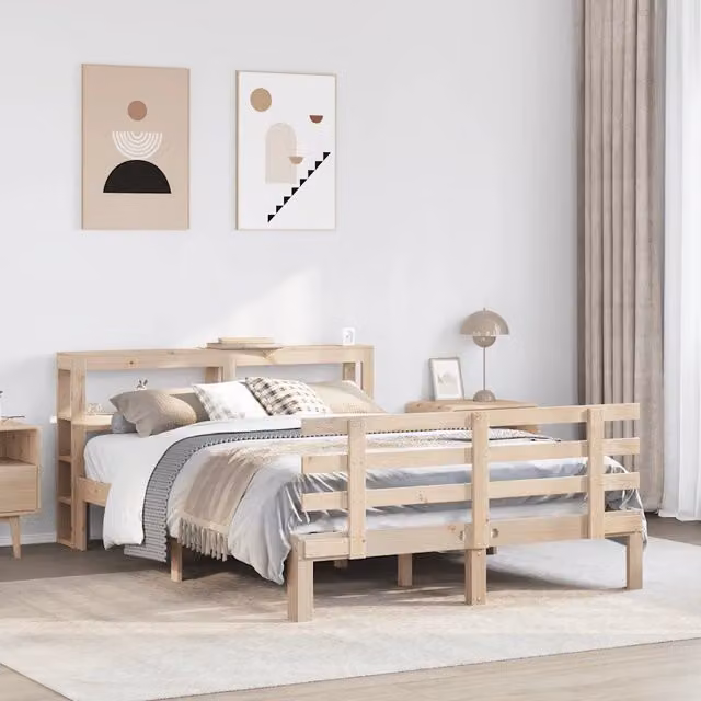 Letto Giroletto con Testiera VIDAXL in Legno Massello di Pino Marrone L: 120 cm, P: 200 cm – 1