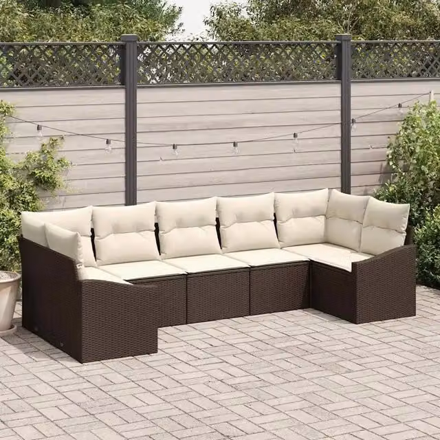Set di divani 7 pz Marrone polyrattan 3346868