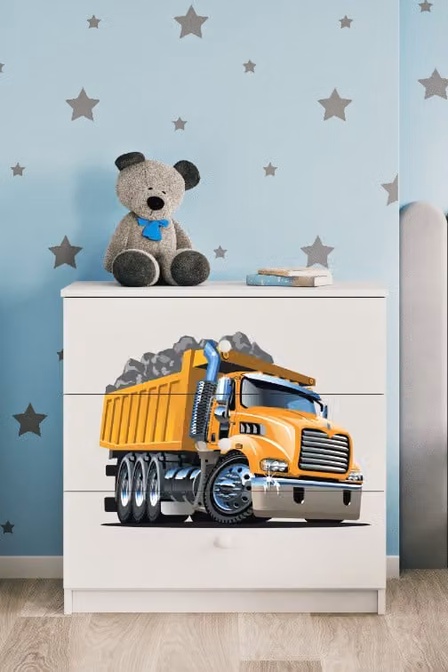 Cassettiera per bambini camion nel colore bianco Babydreams
