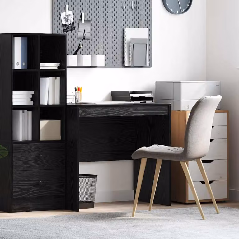 Scrivania da ufficio moderna vidaXL in MDF laminato rovere nero L: 80 cm, P: 50 cm, H: 76 cm