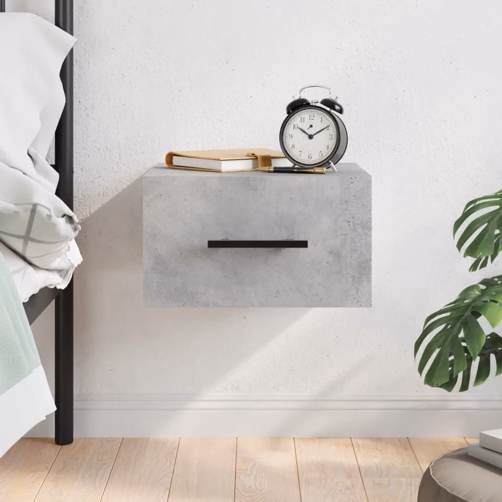 Comodino a muro vidaXL moderno in grigio cemento L 35 cm x P 35 cm x H 20 cm