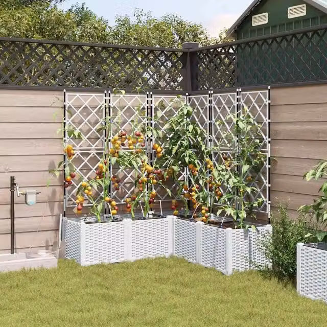 Set di 5 fioriere da esterno vidaXL in acciaio bianco per giardino ornamentale L/P/H: 120 x 120 x 142 cm – 1