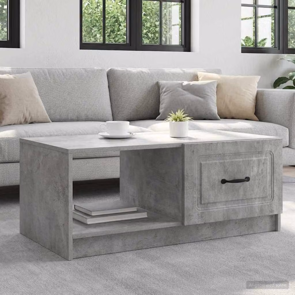 vidaXL Tavolino da salotto moderno rettangolare in MDF Grigio opaco L: 90 cm, P: 60 cm, H: 37 cm