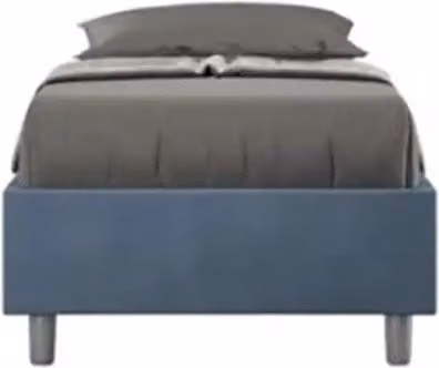 Letto singolo senza rete imbottito 80x200 microfibra blu Azelia