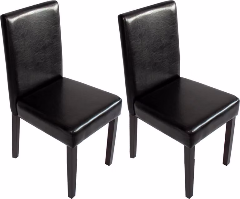 Set di 2 sedie da sala da pranzo Sedie da cucina classiche e intramontabili | A x L x P 90 x 43 x 56 cm | Altezza seduta 45 cm | Pelle finta | Gambe scure | Nero