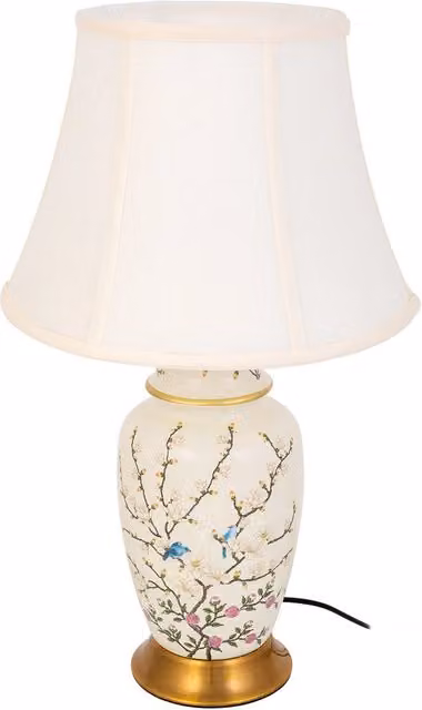 Lampada da tavolo WANDERLUST DECO in ceramica bianca e metallo oro/ottone, H: 55 cm, L: 33 cm – 1