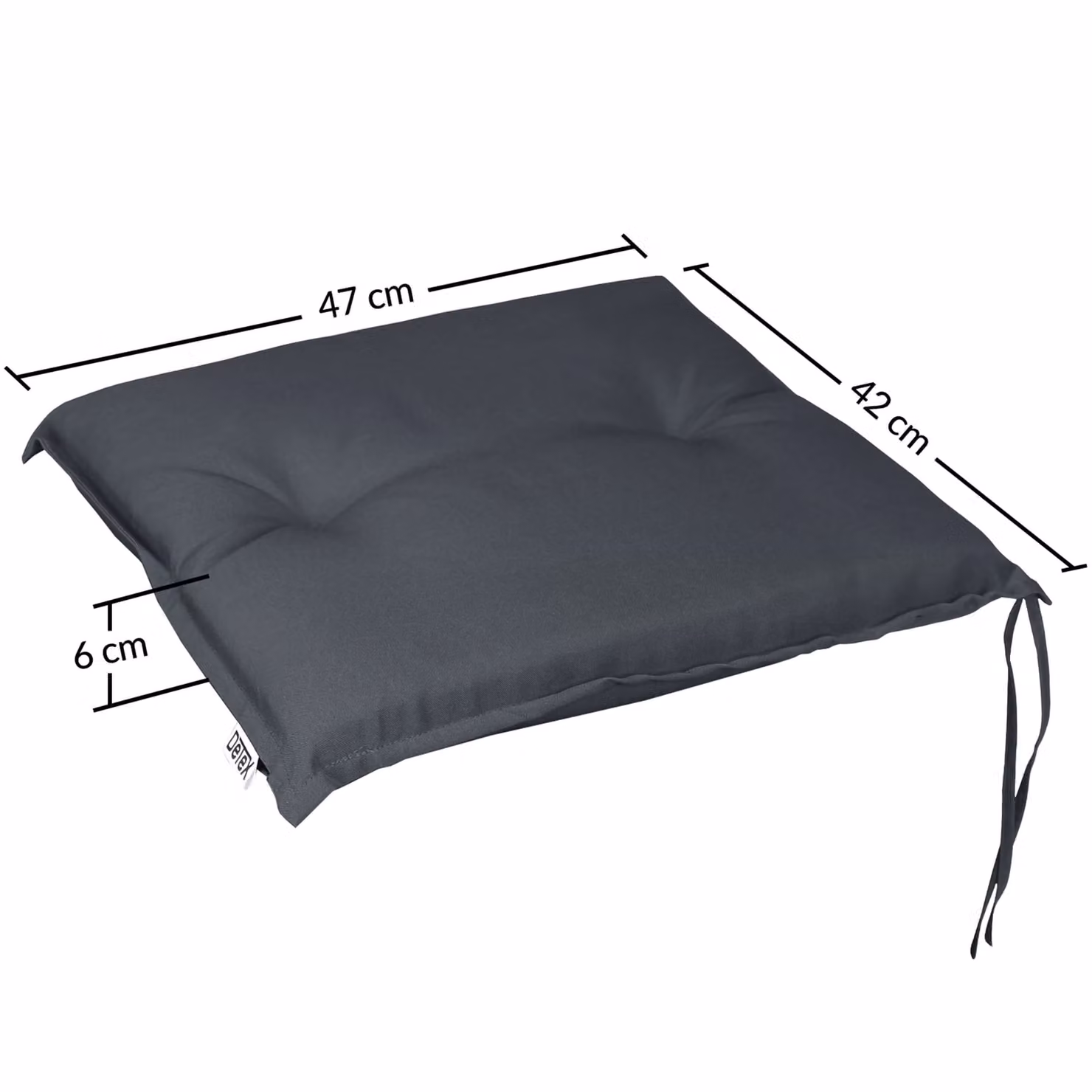 Set di 6 imbottiture per sedia Detex grigio antracite, modello rettangolare trapuntato e idrorepellente, L/P/H: 43 x 39 x 5 cm – 2