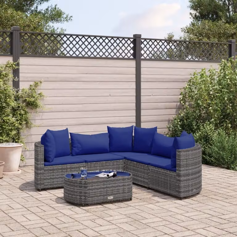 Maison Exclusive - Set Divano da Giardino 6 pz con Cuscini Grigio in Polyrattan