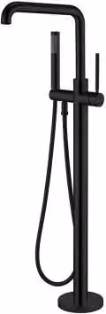 Miscelatore per vasca freestanding a pavimento INBAGNO nero opaco con leva singola e set doccia in ottone – 1