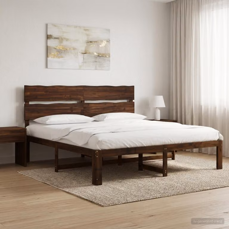 Letto matrimoniale con testiera vidaXL ROSTOCK in legno di acacia marrone scuro L/P/H: 184 x 200 x 115 cm