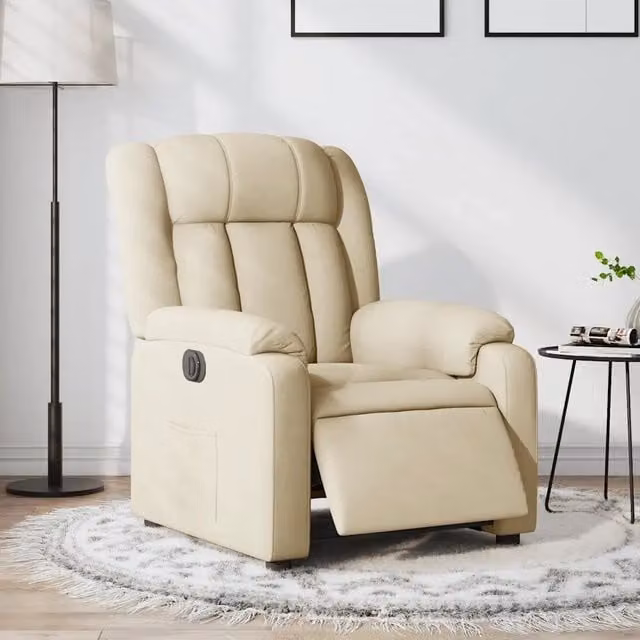 Poltrona elettrica reclinabile relax vidaXL in tessuto beige con braccioli e funzione auto-return