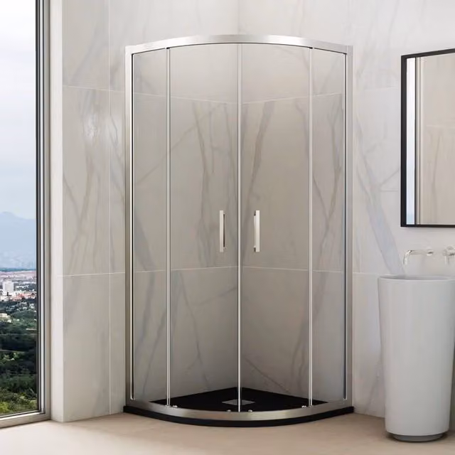 Box doccia semicircolare PRESTIGE 90x90 cm Radio Italiano R55 cromo lucido vetro Frost Plus