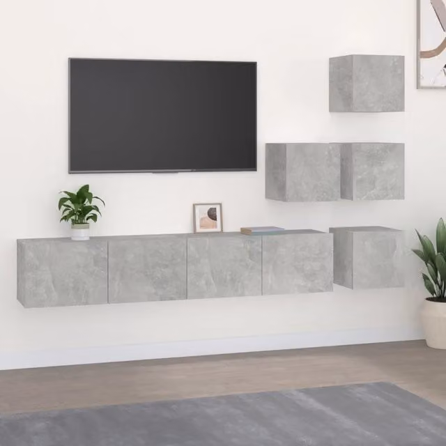 Mobile Porta TV a Parete-Mobile per TV-Credenza TV Grigio Cemento in Legno Multistrato 690943