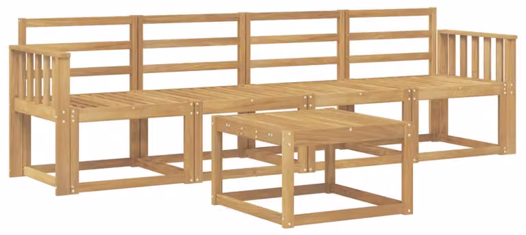 Set di divani da esterno, 5 pezzi, colore bianco, dimensioni 59 x 59 x 37 cm