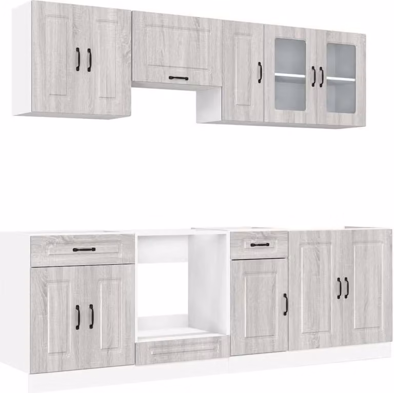 Set Mobili da Cucina 8 pz Kalmar Grigio Sonoma in Truciolato