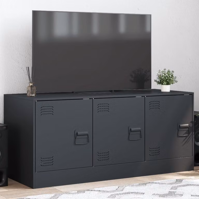vidaXL Mobile Porta TV Antracite in Acciaio con Ruote L: 99 cm, P: 39 cm, H: 44 cm