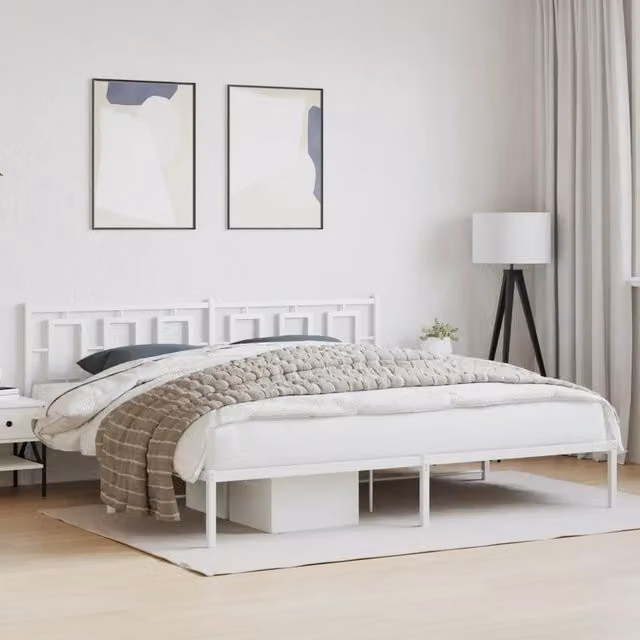 Giroletto con testiera in metallo bianco vidaXL L/P/H: 200 x 200 x 91 cm
