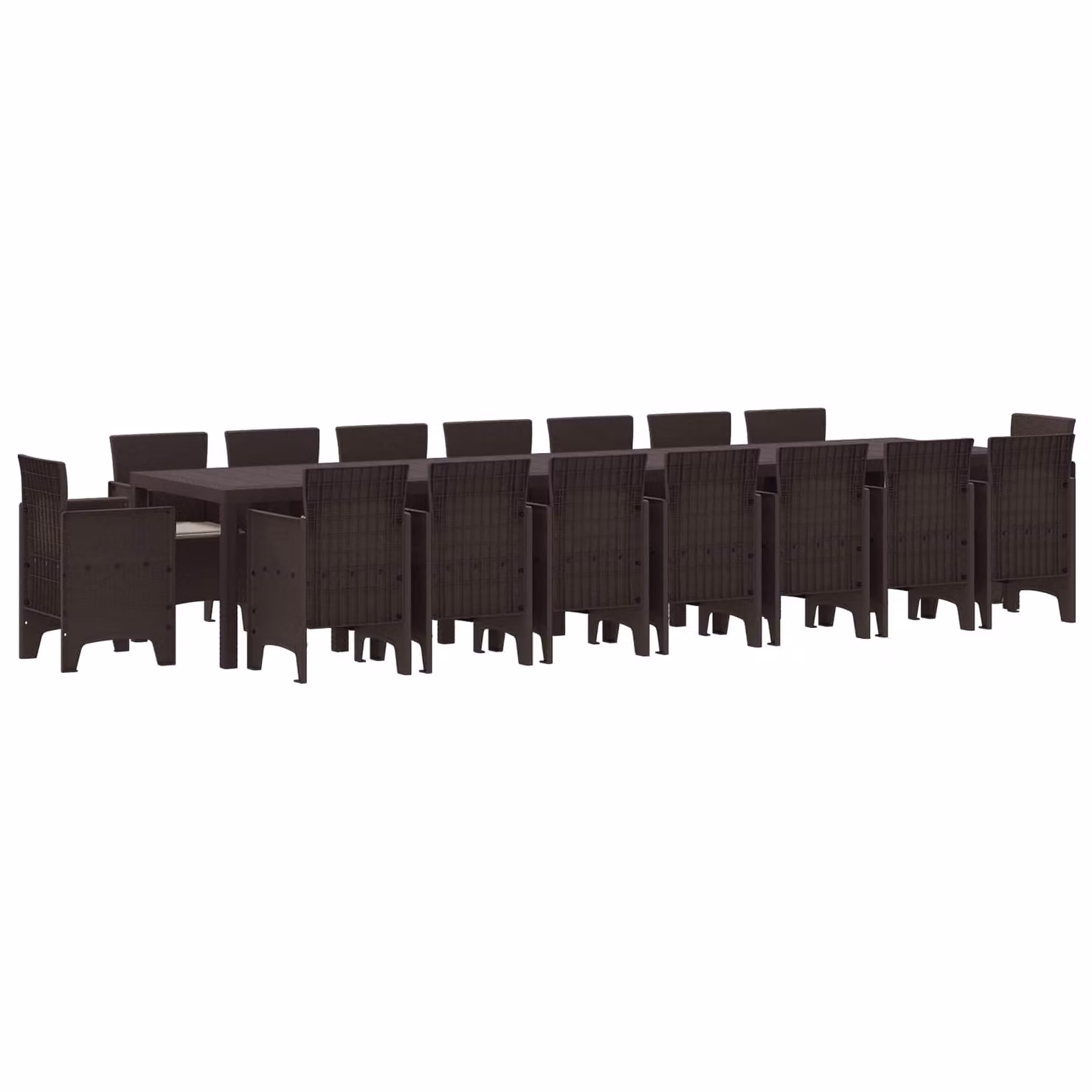 vidaXL Set da pranzo da giardino con cuscini 17 pz Marrone PP