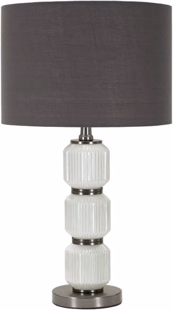 Lampada da tavolo Bright Charme1921 in vetro e tessuto, H 57 cm, L 32,5 cm, colore grigio e bianco – 1