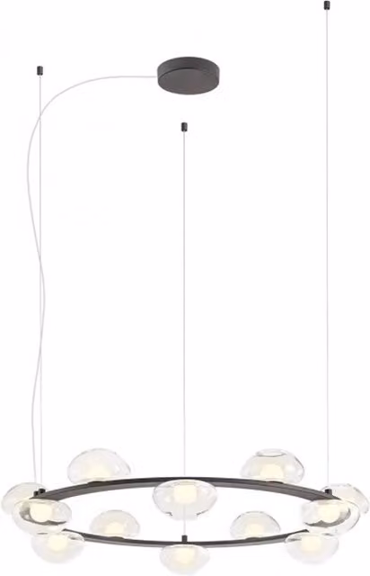 Lampada a sospensione circolare Redo Group Sinclair con LED dimmabile in vetro e metallo