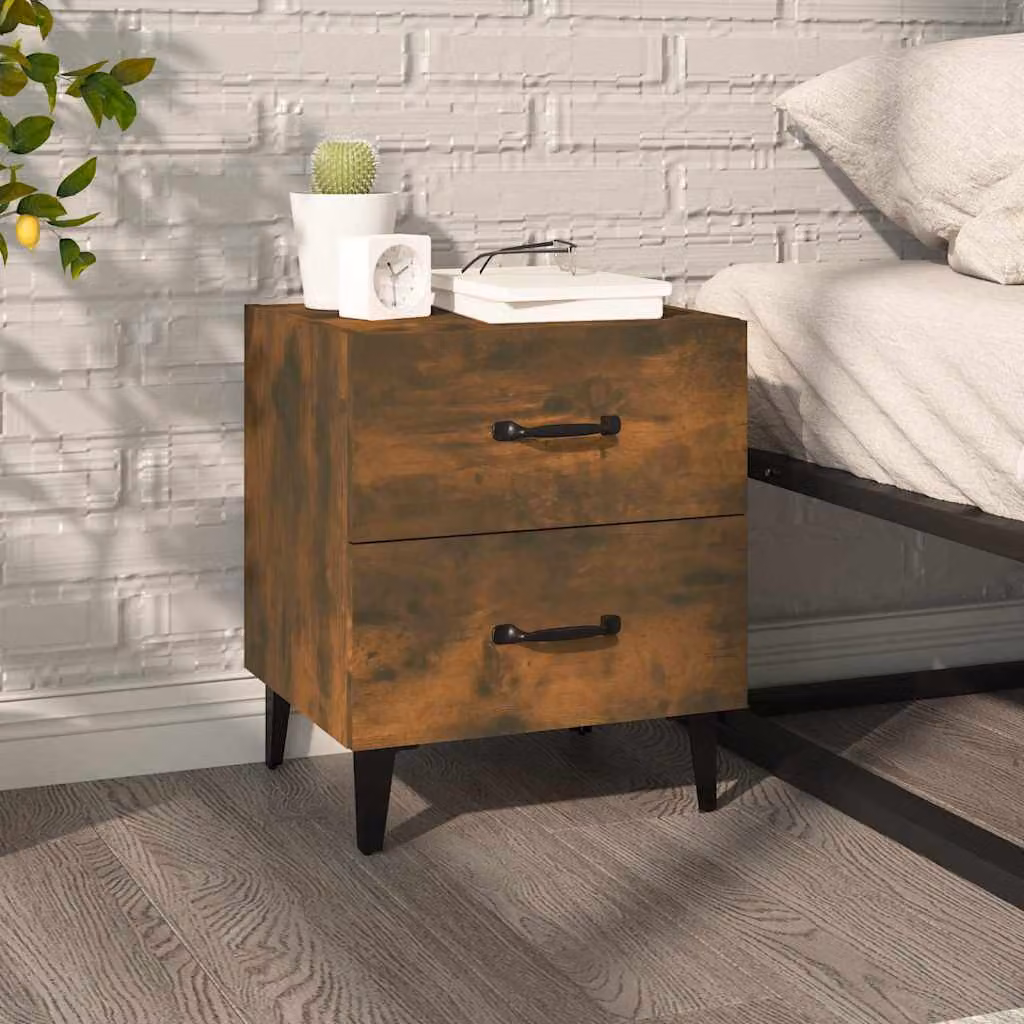 Comodino vidaXL in Rovere Fumo con finitura opaca, stile industriale, L 40 cm x P 35 cm x H 47,5 cm
