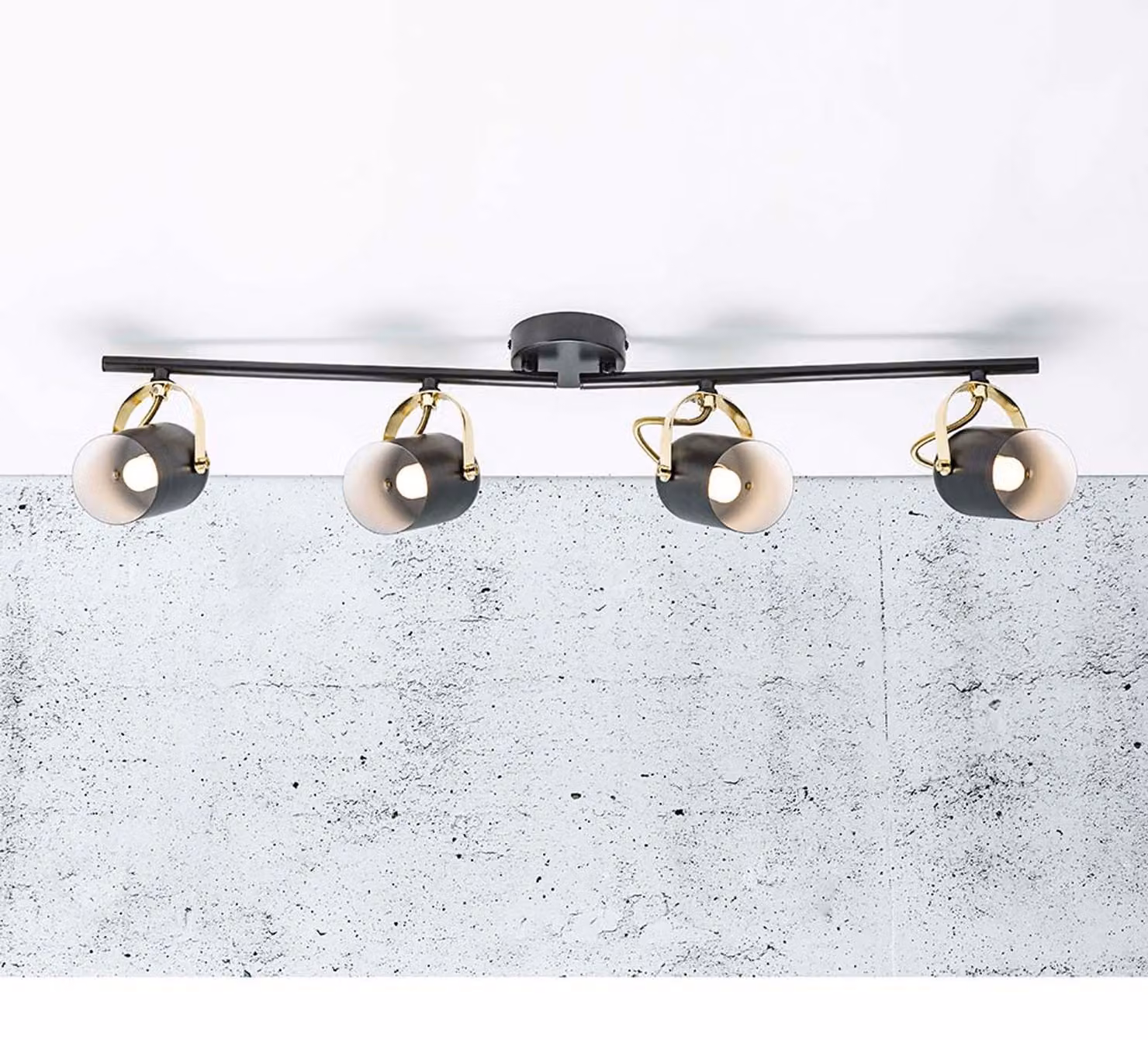 Lampada da soffitto Lotus 4 spot 78 cm nero/ottone